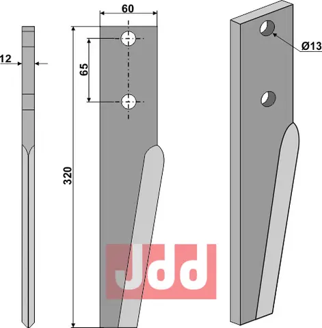 Tind til Perugini 320 x 60 mm - Tykkelse 12 mm
