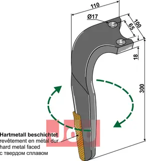 Rotorharvetand med hårdtmetall høyre Rabe