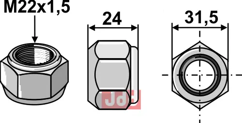 Konisk Mutter - M22x1,5 - 8.8 - JDD Utstyr