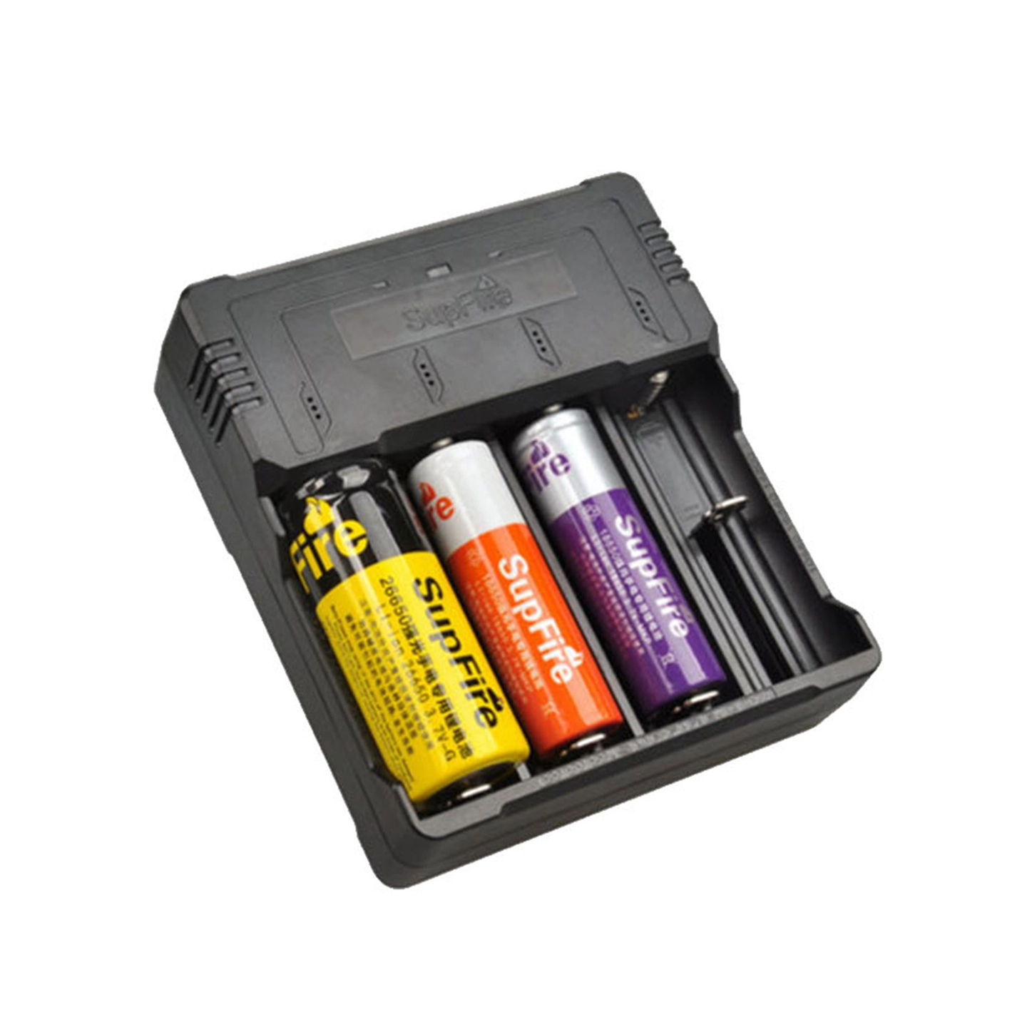 SuperFire USB lader for 4 stk Lithium batterier