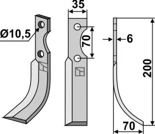 Kniv 200x35mm til S.E.P. Lengde 200mm, bredde 35mm