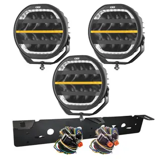 3 stk OZZ 9" LED med varsellys Komplett sett med skiltbrakett kabelsett