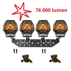 Sett med 4stk Illuminator 200 ekstralys Med brakett og kabelsett | 76 000 lumen
