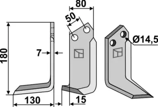 Kniv venstre til Sicma 180x80 mm - Venstre