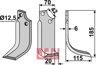 Kniv høyre til Sicma 185x70 mm - Høyre
