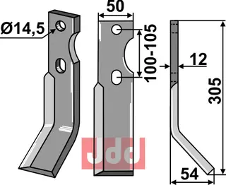 Rotert tind til Simon 305 x 50 mm - 14,5 hull