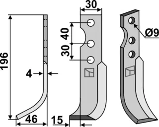 Fres kniv 196x30 mm venstre