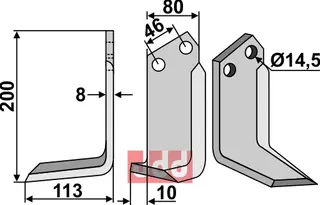 Kniv venstre til Sovema 200x80 mm - Venstre