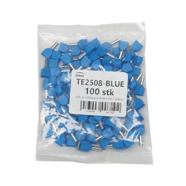 Tylle | Ledningsavslutter for 2 ledere 100 stk Blå tylle for 2×2.5mm² 