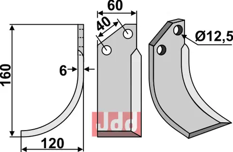 Kniv til Tortella 160 x 60 mm - Tykkelse 6 mm
