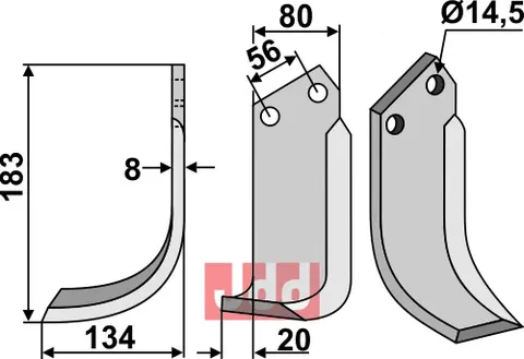 Kniv til Tortella 183 x 80 mm - 14,5 hull