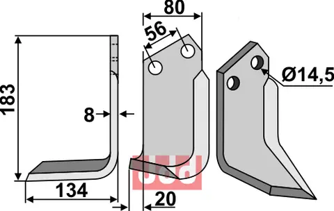 Kniv 170x80mm til Tortella Lengde 170 mm, Bredde 80 mm