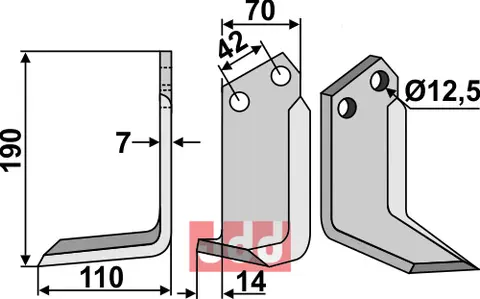 Kniv til Tortella 190 x 70 mm - Tykkelse 7 mm