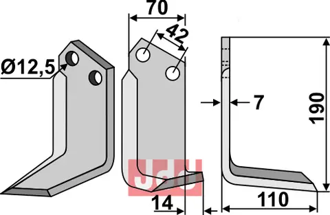 Kniv til Tortella 190 x 70 mm - Tykkelse 7 mm