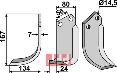 Kniv til Tortella 167 x 80 mm - Venstre