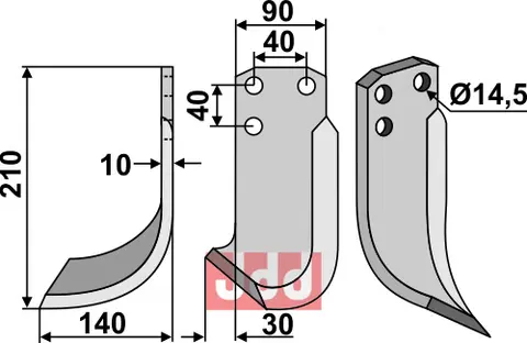 Kniv til Tortella 210 x 90 mm - Tykkelse 10 mm