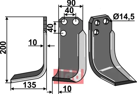 Kniv til Tortella 200 x 90 mm - Tykkelse 10 mm