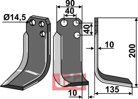 Kniv til Tortella 200 x 90 mm - Tykkelse 10 mm