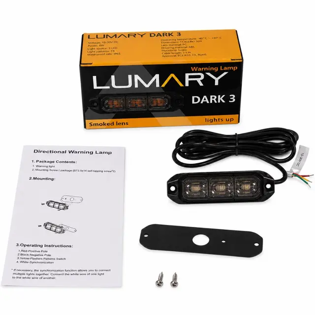 LUMARY Dark 3 LED varsellys Orange LED Sotet med oransje lysfarge 
