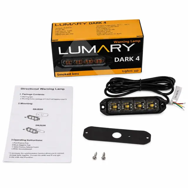 LUMARY Dark 4 LED varsellys Orange LED Sotet med oransje lysfarge 