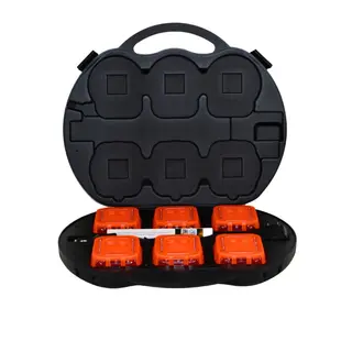Ladekoffert med 6stk varselblinkere Magnetiske og oppladbare varselblinkere
