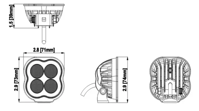 LUXU Work 20 arbeidslys med sort front Liten kompkt med 4  LED som yter 20 watt 