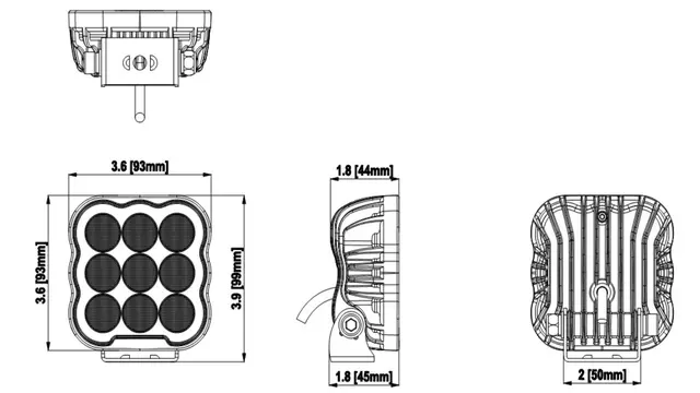 LUXU Work 45 arbeidslys med sort front Liten kompkt med 9 LED som yter 45 watt 