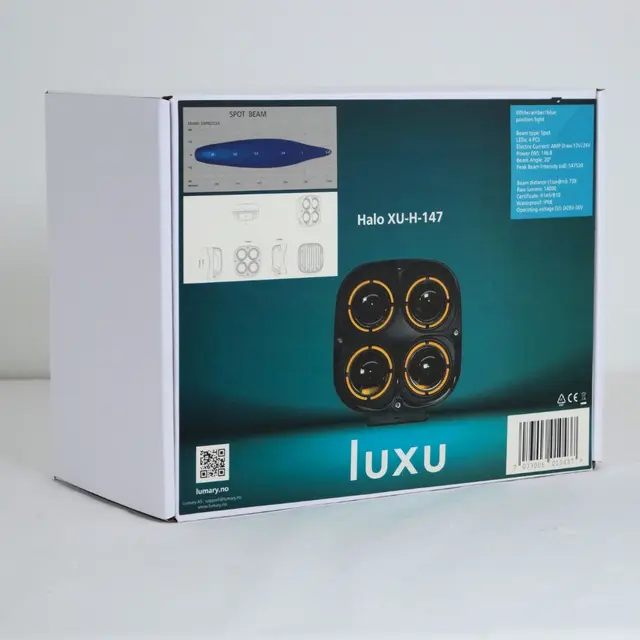 LUXU Halo Quad 147 med posisjonslysring Tre farget pos. Lys E merket og godkjent 