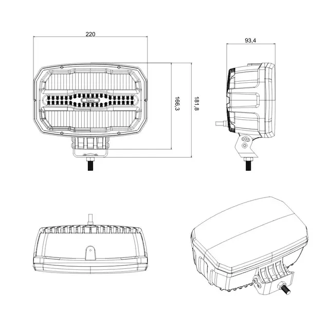 Luxu Vibe 105 ovalt ekstralys 9" LED 1 Lux gir 350m, 105 W, 6500k 