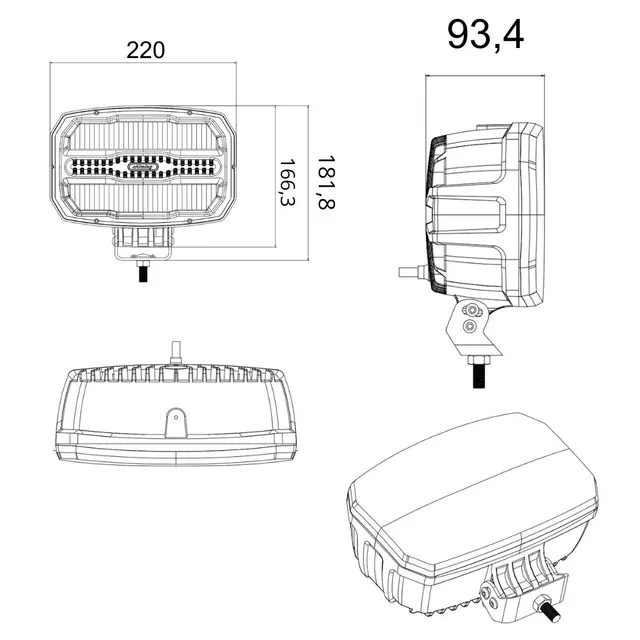 Luxu Vibe 105 ovalt ekstralys 9 LED 1 Lux gir 350m, 100 W, 6500k 