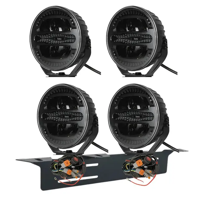 4stk 7" Luxu Vibe 110 Ekstralys sett Varsellys, med skiltbrakett og kabelsett 