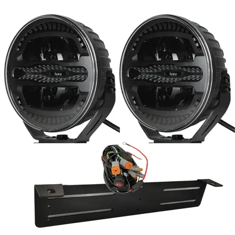 2stk 7" Luxu Vibe 110 ekstralys sett 10 600 Lumen, varsellys, komplett sett