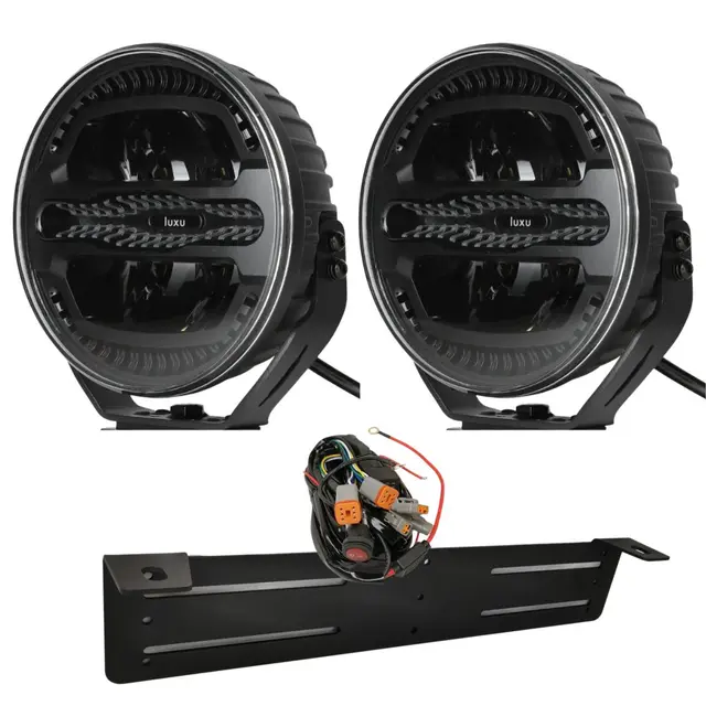 2stk 7" Luxu Vibe 110 ekstralys sett 10 600 Lumen, varsellys, komplett sett 