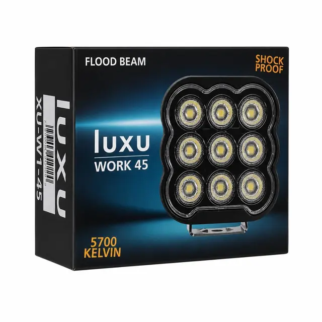 LUXU Work 45 arbeidslys med sort front Liten kompkt med 9 LED som yter 45 watt 
