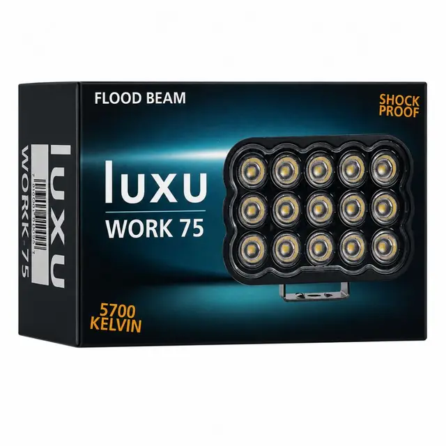 LUXU Work 75 arbeidslys med sort front Liten kompkt med 15 LED som yter 75 watt 