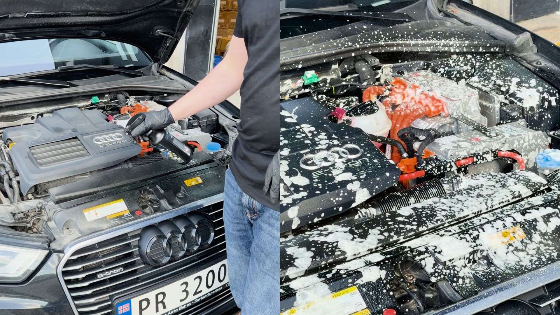 Prolab+ Engine Cleaner kan brukes både med spray og skum.