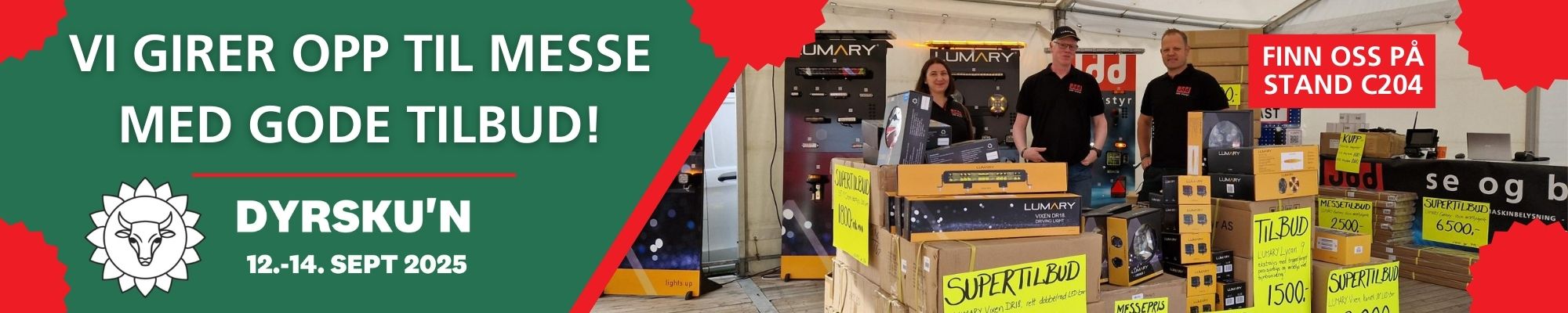Ukens kupp banner med ekstralys, arbeidslys, varsellys, ryggekamera m.m.