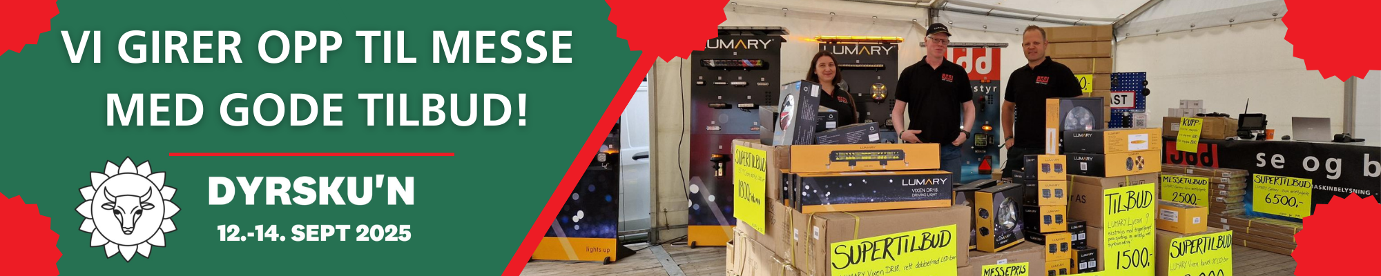 Ukens kupp banner med ekstralys, arbeidslys, varsellys, ryggekamera m.m.